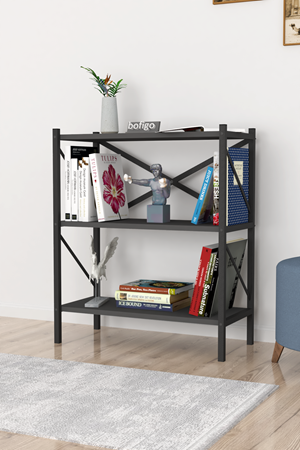 15-05-08 3 Shelves Metal Bookshelf ANTHRACITE