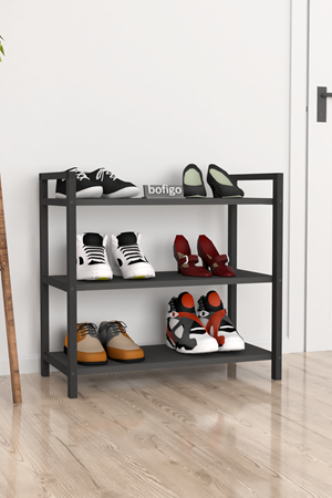 18-01-08 3 Shelf Metal Shoerack ANTRACITE 