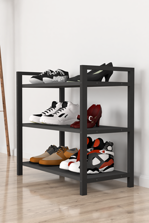 18-01-08 3 Shelf Metal Shoerack ANTRACITE 