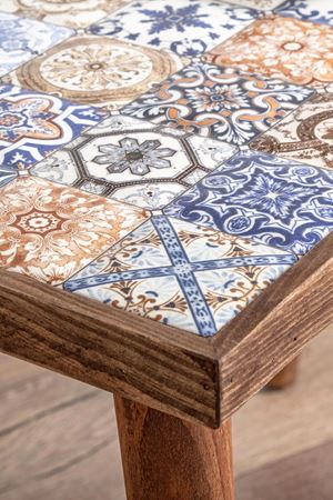 62x32 Cm Tile Patterned Coffee Table WALNUT