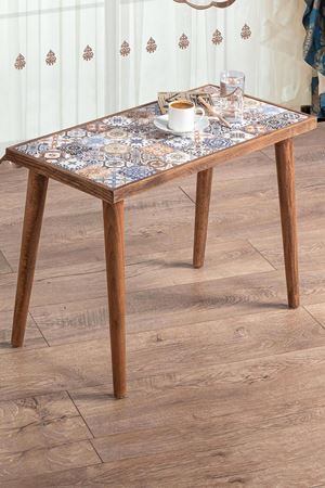 62x32 Cm Tile Patterned Coffee Table WALNUT