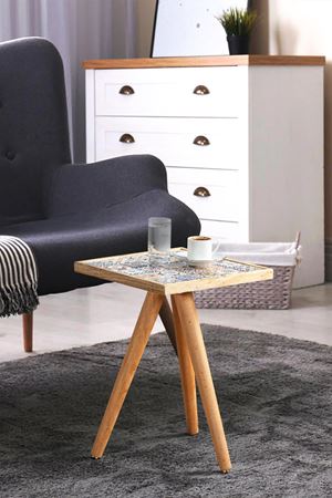 32x32 Cm Tile Patterned Coffee Table NATURAL