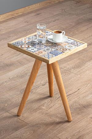 32x32 Cm Tile Patterned Coffee Table NATURAL