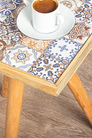 32x32 Cm Tile Patterned Coffee Table NATURAL