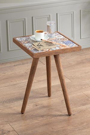 32x32 Cm Tile Patterned Coffee Table WALNUT