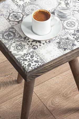 32x32 Cm Tile Patterned Coffee Table BLACK