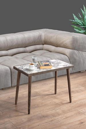 62x32 Cm Tile Patterned Coffee Table BLACK