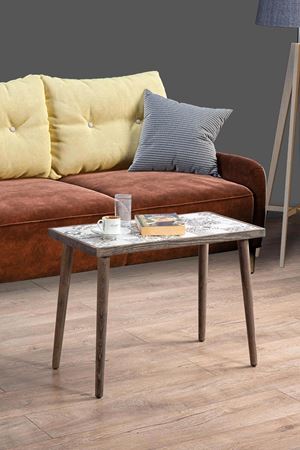 62x32 Cm Tile Patterned Coffee Table BLACK