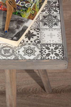 32x32 Cm Tile Patterned Coffee Table GREY