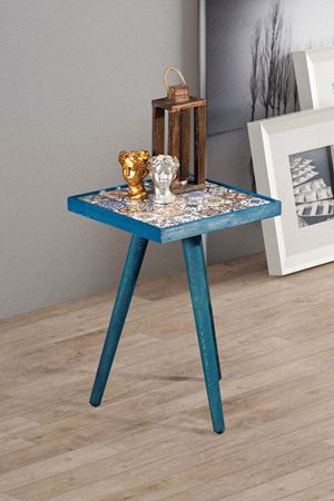 32x32 Cm Tile Patterned Coffee Table BLUE