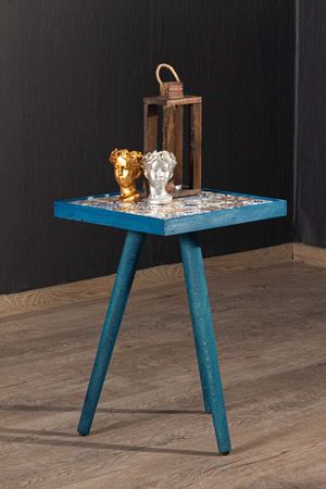 32x32 Cm Tile Patterned Coffee Table BLUE