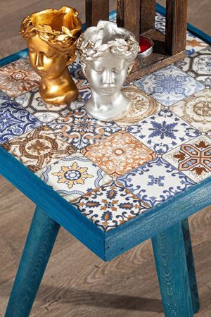32x32 Cm Tile Patterned Coffee Table BLUE