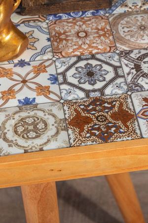 32x32 Cm Tile Patterned Coffee Table BEECH