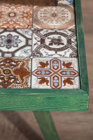 32x32 Cm Tile Patterned Coffee Table GREEN