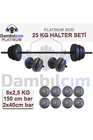 Dambılcım Platinum 25 KG Halter Seti 25 KG Dambıl Seti Ağırlık Seti Vücut Geliştirme Aleti