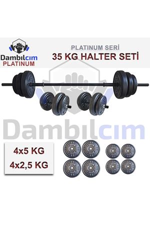 Dambılcım Platinum 35 KG Halter Seti 35 KG Dambıl Seti Ağırlık Seti Vücut Geliştirme Aleti