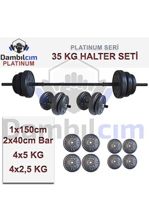 Dambılcım Platinum 35 KG Halter Seti 35 KG Dambıl Seti Ağırlık Seti Vücut Geliştirme Aleti