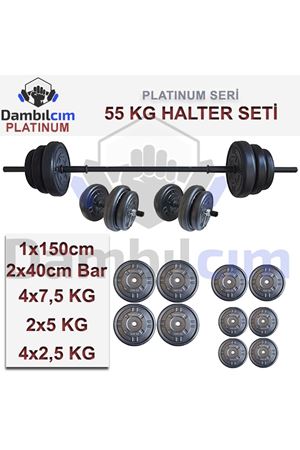 Dambılcım Platinum 55 KG Halter Seti 55 KG Dambıl Seti Ağırlık Seti Vücut Geliştirme Aleti