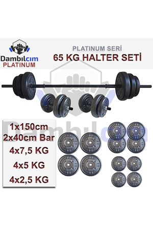  Dambılcım Platinum 65 KG Halter Seti 65 KG Dambıl Seti Ağırlık Seti Vücut Geliştirme Aleti