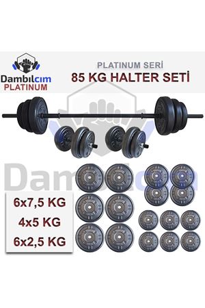  Dambılcım Platinum 85 KG Halter Seti 85 KG Dambıl Seti Ağırlık Seti Vücut Geliştirme Aleti