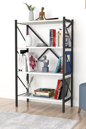 15-09-01 4 Shelves Metal Bookshelf WHITE