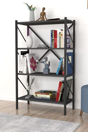 15-09-08 4 Shelves Metal Bookshelf ANTHRACITE