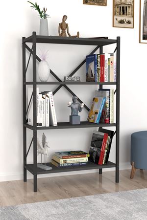 15-09-08 4 Shelves Metal Bookshelf ANTHRACITE