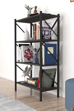 15-09-08 4 Shelves Metal Bookshelf ANTHRACITE