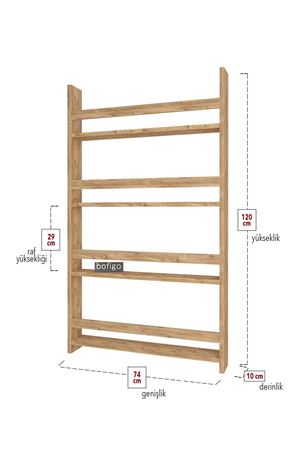  Bofigo 4 Raflı 120 x 74 Cm Montessori Kitaplık Eğitici Çocuk Kitaplığı Çam