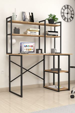 20-99-02 60x120 Cm 2 Shelves Study Desk & Desktop Bookshelf PINE