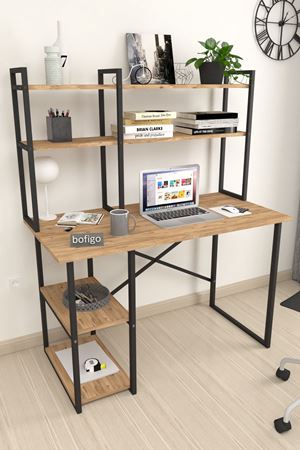 20-99-02 60x120 Cm 2 Shelves Study Desk & Desktop Bookshelf PINE