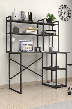 20-99-08 60x120 Cm 2 Shelves Study Desk & Desktop Bookshelf ANTHRACITE