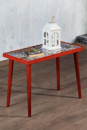 62x32 Cm Tile Patterned Coffee Table RED