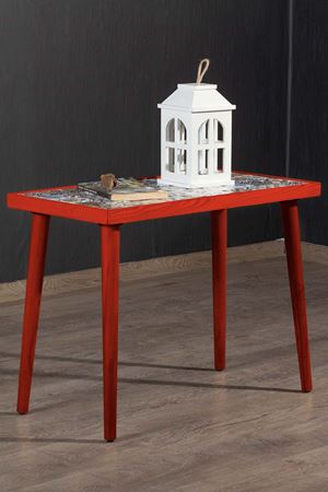 62x32 Cm Tile Patterned Coffee Table RED