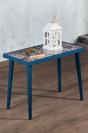62x32 Cm Tile Patterned Coffee Table BLUE
