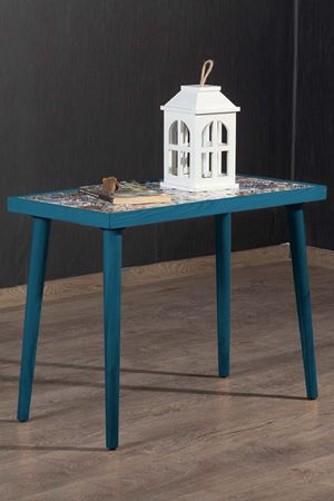 62x32 Cm Tile Patterned Coffee Table BLUE