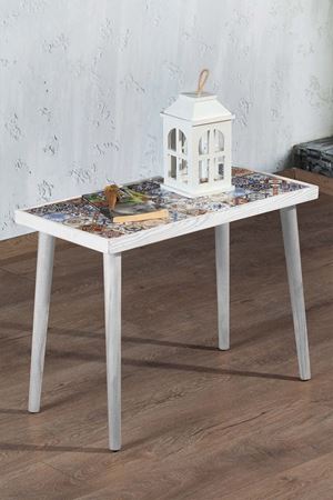 62x32 Cm Tile Patterned Coffee Table WHITE