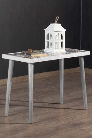 62x32 Cm Tile Patterned Coffee Table WHITE