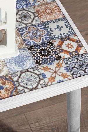 62x32 Cm Tile Patterned Coffee Table WHITE