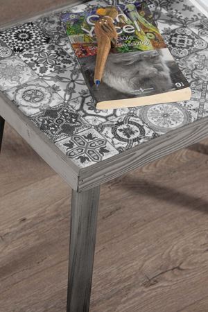 62x32 Cm Tile Patterned Coffee Table GRAY
