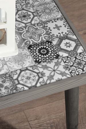 62x32 Cm Tile Patterned Coffee Table GRAY