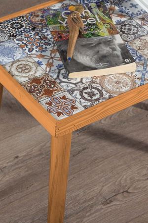 62x32 Cm Tile Patterned Coffee Table BEECH