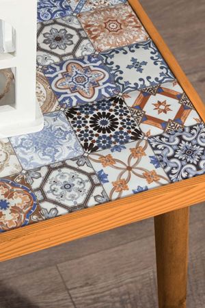 62x32 Cm Tile Patterned Coffee Table BEECH