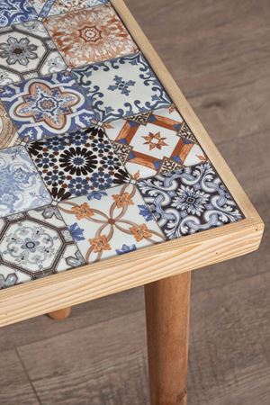 62x32 Cm Tile Patterned Coffee Table NATURAL