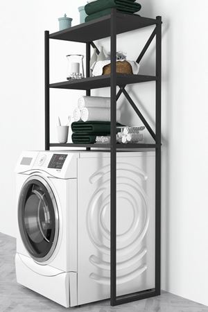 Bofigo 3 Raflı Metal Banyo Düzenleyici Metal Banyo Rafı Çamaşır Makinası Üstü Antrasit