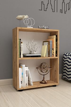 Dekoratif 2 Raflı Kitaplık Modern Kitaplık Çam