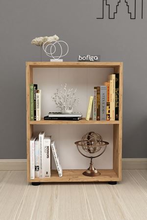 Dekoratif 2 Raflı Kitaplık Modern Kitaplık Çam