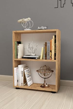 Dekoratif 2 Raflı Kitaplık Modern Kitaplık Çam