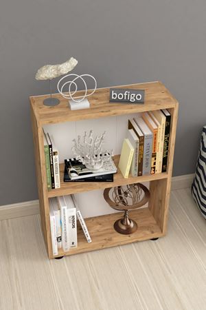 Dekoratif 2 Raflı Kitaplık Modern Kitaplık Çam