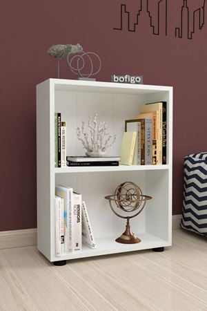 Dekoratif 2 Raflı Kitaplık Modern Kitaplık Beyaz